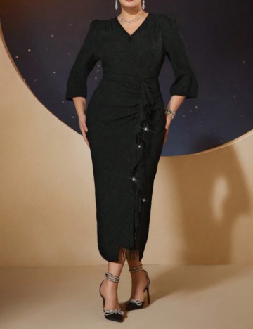 Rochie midi Shein Curve+, negru