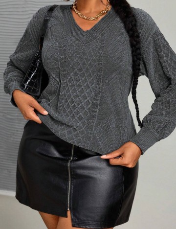 Pulover Shein Curve+, gri