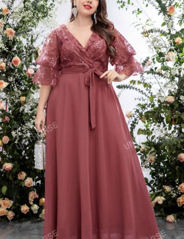 Rochie maxi Shein Curve+ UNITHORSE, roz