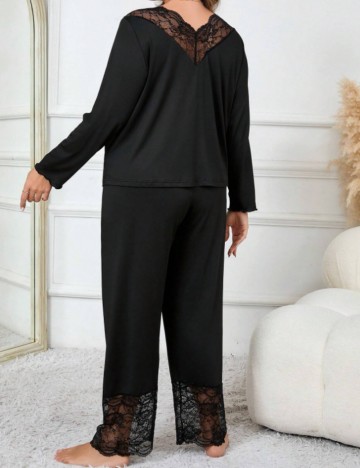 Compleu pijamale Shein Curve+, negru