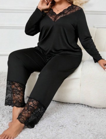 Compleu pijamale Shein Curve+, negru