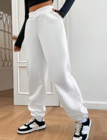 Pantaloni de trening Shein, alb