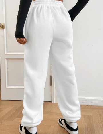 Pantaloni de trening Shein, alb