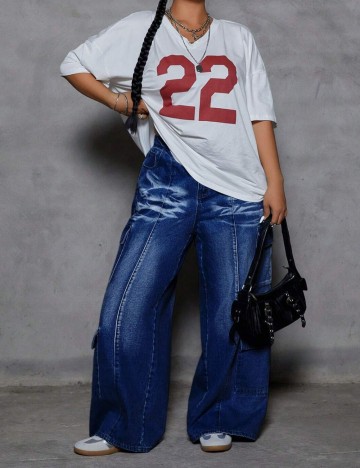 Jeans Shein Curve+, albastru