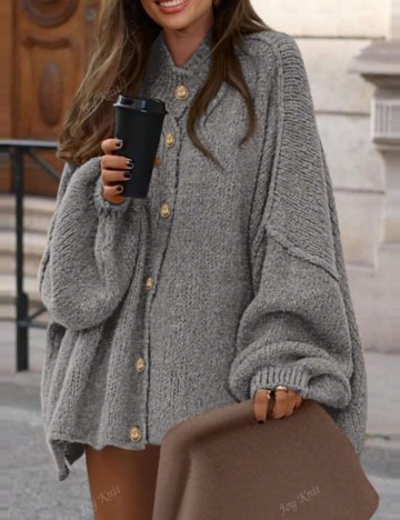 Pulover cu nasturi Shein, gri