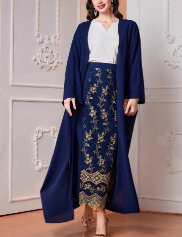 Set cardigan și fustă Shein, bleumarin