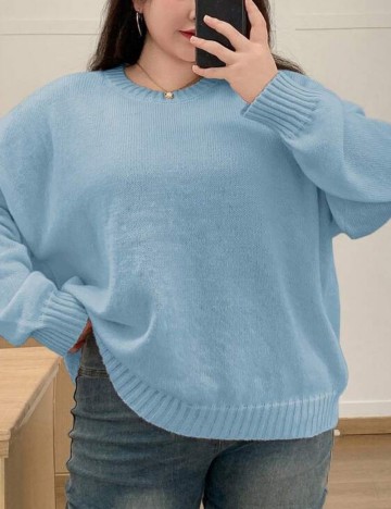 Pulover Shein Curve+, albastru