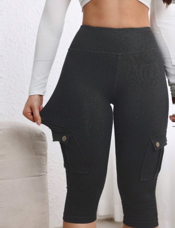 Pantaloni 3/4 Shein, negru