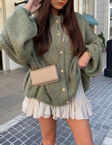 Cardigan Shein Curve+, kaki