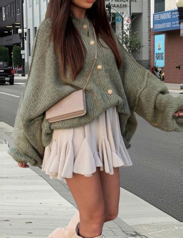 Cardigan Shein Curve+, kaki