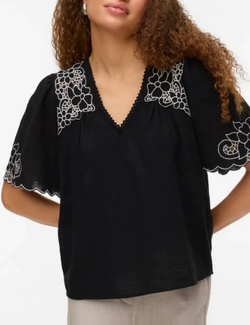 Cămașă cu mânecă scurtă Vero Moda, negru