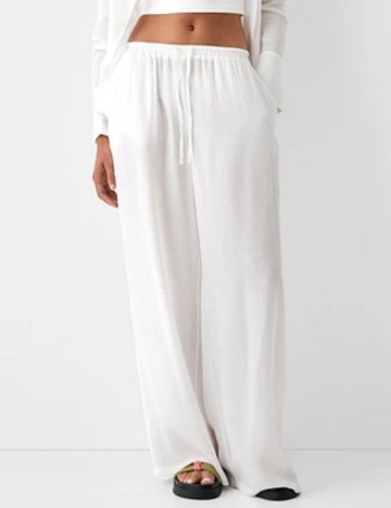 Pantaloni Bershka, alb