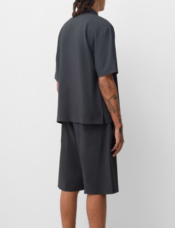 Cămașă cu mânecă scurtă Bershka, gri