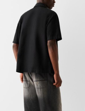 Cămașă cu mânecă scurtă Bershka, negru