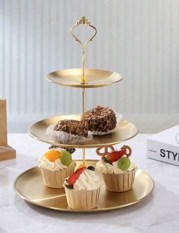 Suport pentru prăjituri Shein, auriu