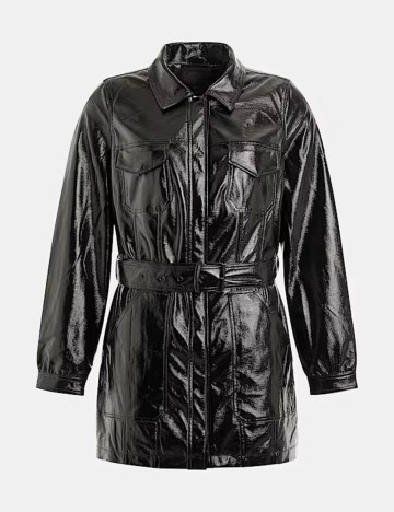 Jachetă imitație de piele Guess, negru
