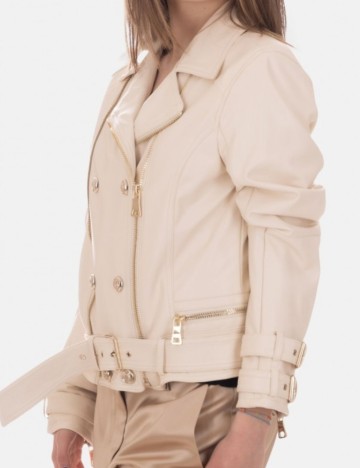 Jachetă imitație de piele Guess, crem