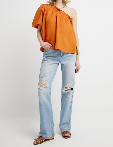 Cămașă cu mânecă scurtă River Island, portocaliu