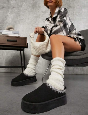 Saboți cu platformă Shein, negru