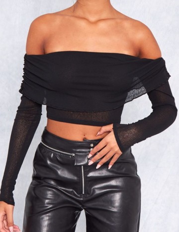 Bluză PRETTYLITTLETHING, negru