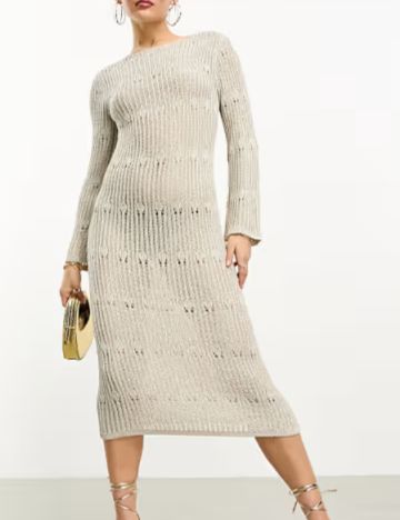 Rochie midi ASOS, crem