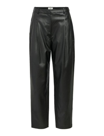 Pantaloni imitație din piele Object, negru