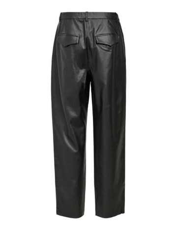 Pantaloni imitație din piele Object, negru