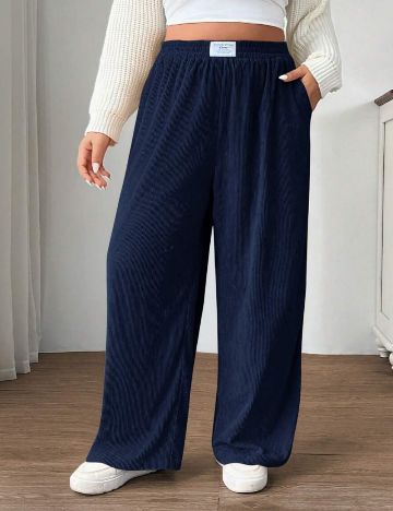 Pantaloni Shein Curve+, bleumarin