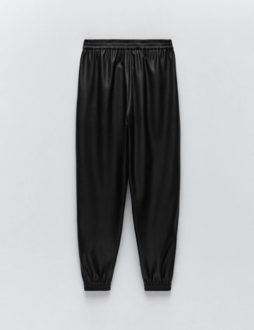 Pantaloni imitație din piele Zara, negru
