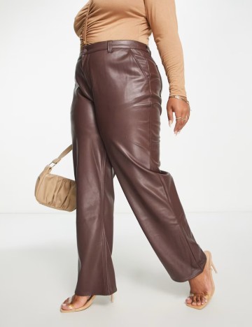 Pantaloni din imitatie de piele ASOS, maro
