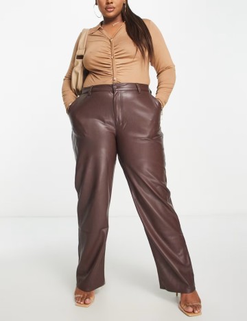 Pantaloni din imitatie de piele ASOS, maro