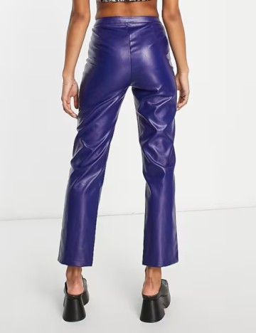 Pantaloni imitație din piele Reclaimed vintage, mov