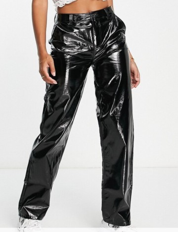 Pantaloni imitație din piele ASOS, negru