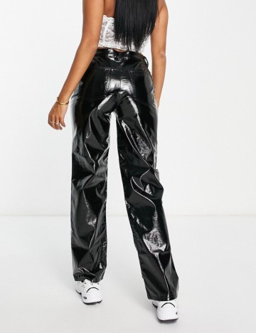 Pantaloni imitație din piele ASOS, negru
