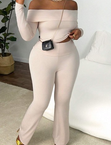 Pantaloni Shein Curve+, bej