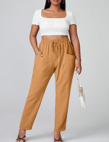 Pantaloni Shein Curve+, maro