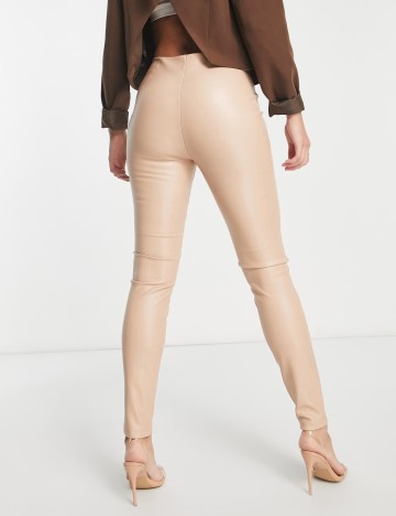 Pantaloni din imitatie de piele ASOS, bej