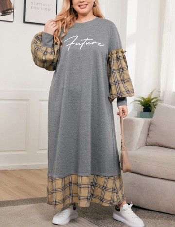 Rochie maxi Shein Curve+, mix culori