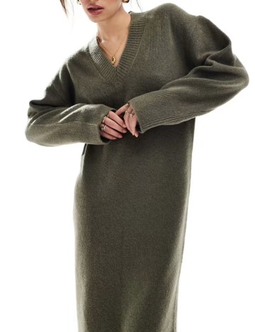 Rochie midi ASOS, kaki