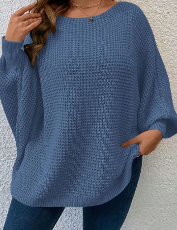 Pulover Shein Curve+, albastru