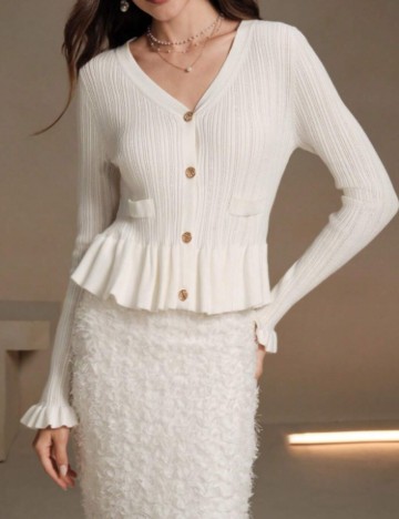 Bluză cu nasturi Shein Anewsta, crem