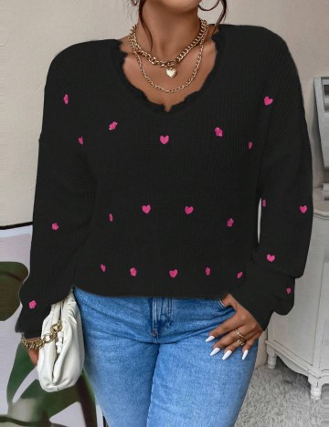 Pulover Shein Curve+, negru