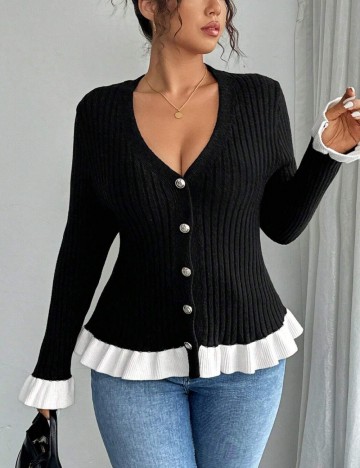 Pulover Shein Curve+, negru