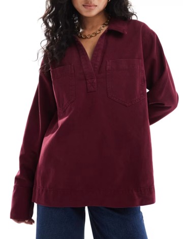 Cămașă ASOS, burgundy