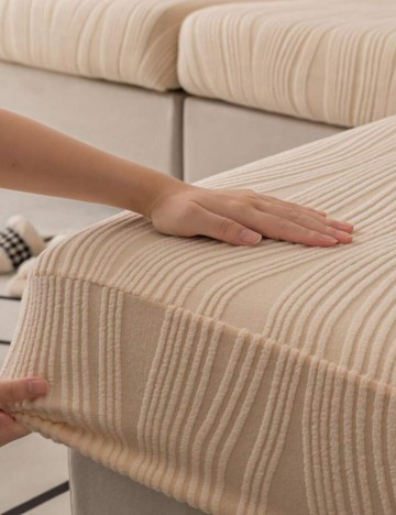 Husă elastică pentru canapea Shein, crem