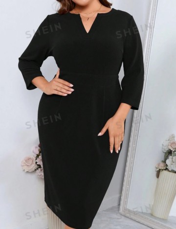 Rochie midi Shein Curve+, negru