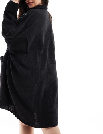 Rochie tip cămașă ASOS, negru