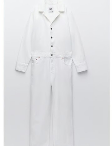 Salopetă de blugi Zara, alb
