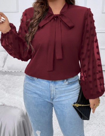 Cămașă Shein Curve+, vișiniu