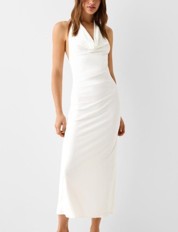 Rochie maxi Bershka, alb